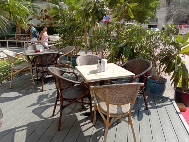 Outdoor furniture supplied to Hubba restaurant and cafe in Dubai Marina