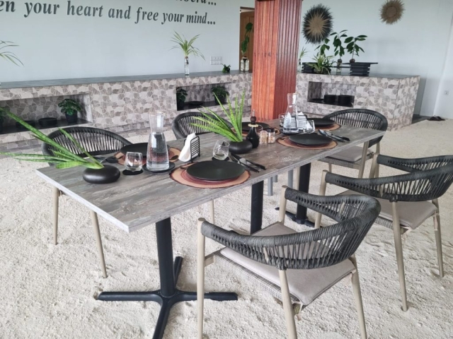 Restaurant furniture supplied to Makaana lodge in Maldieves