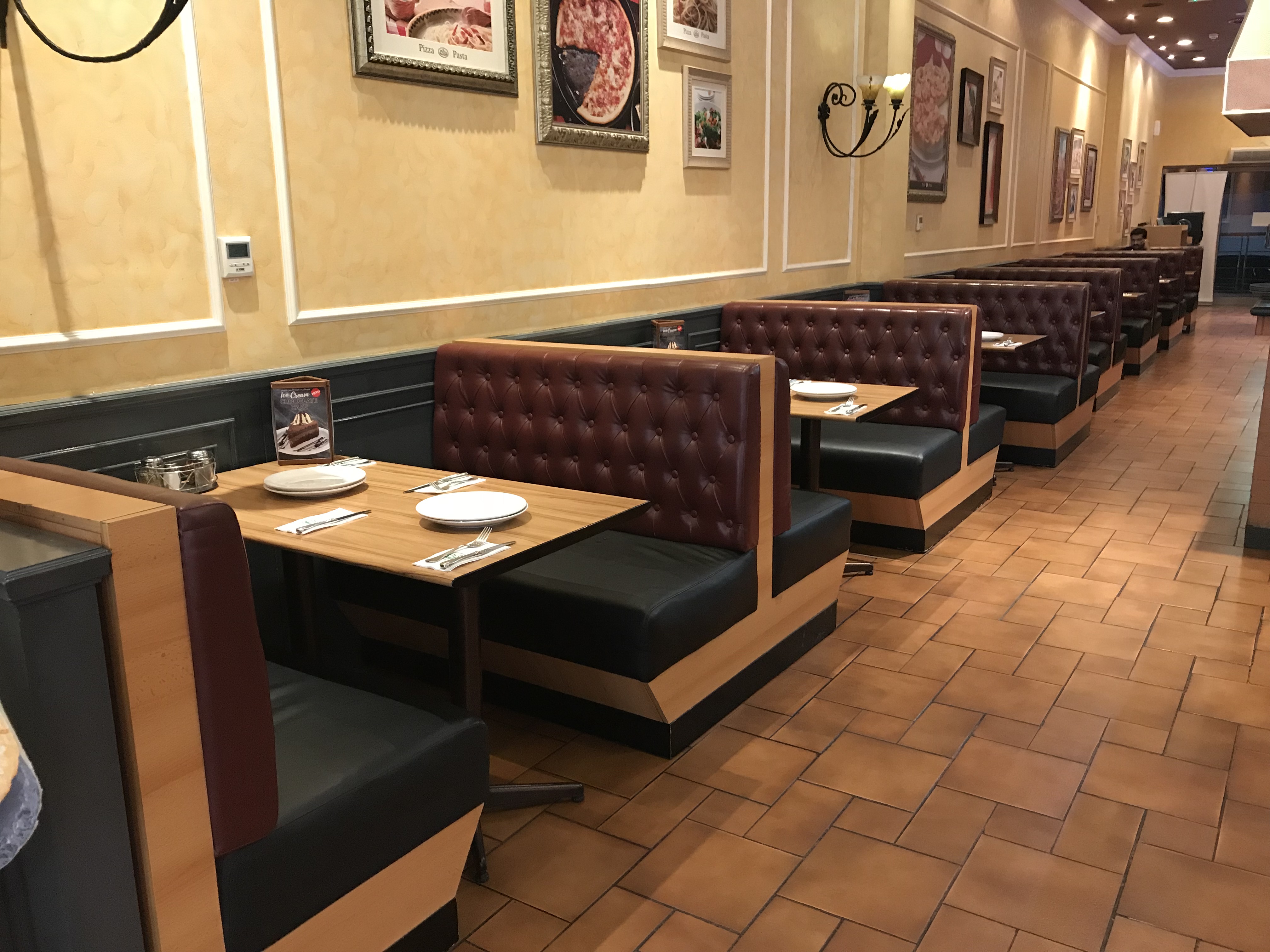 chesterfield Booth seating made for The Pizza Company in UAE