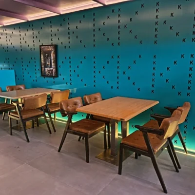 wooden chairs and table for coffee shop in Dubai